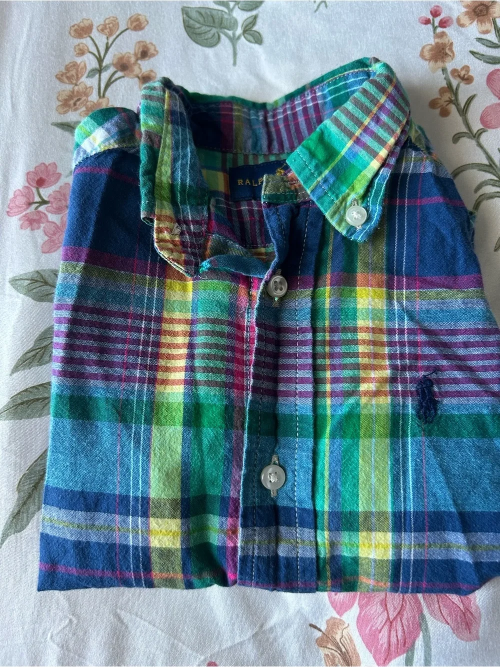 Ralph Lauren Multicolor Plaid Button-Down Shirt — Blue, Green, Yellow, Purple